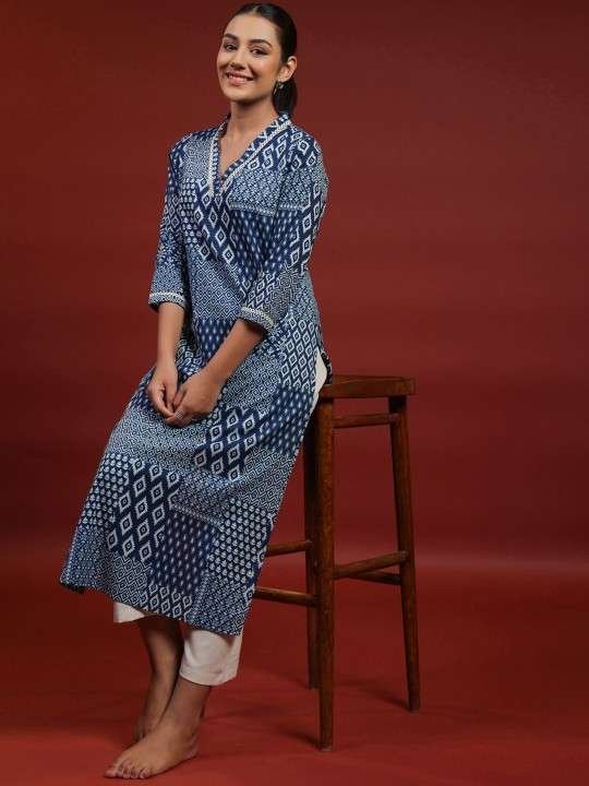 Women's Rayon Printed Straight Kurti With Pant Set - Image 6