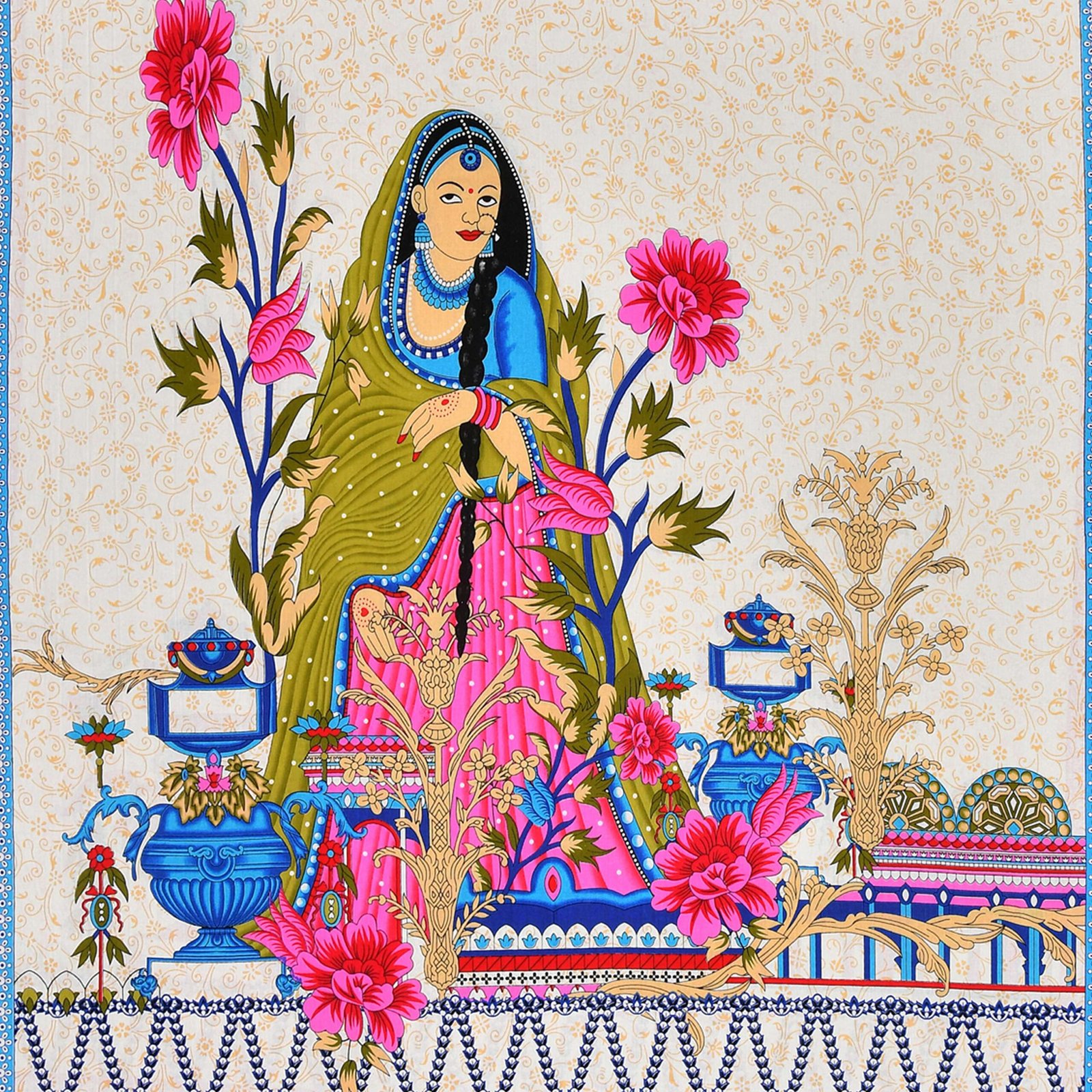 Rajasthani Traditionally Printed Cotton Doublebed Bedsheet With Pack of 2 Pillow Covers - Image 3